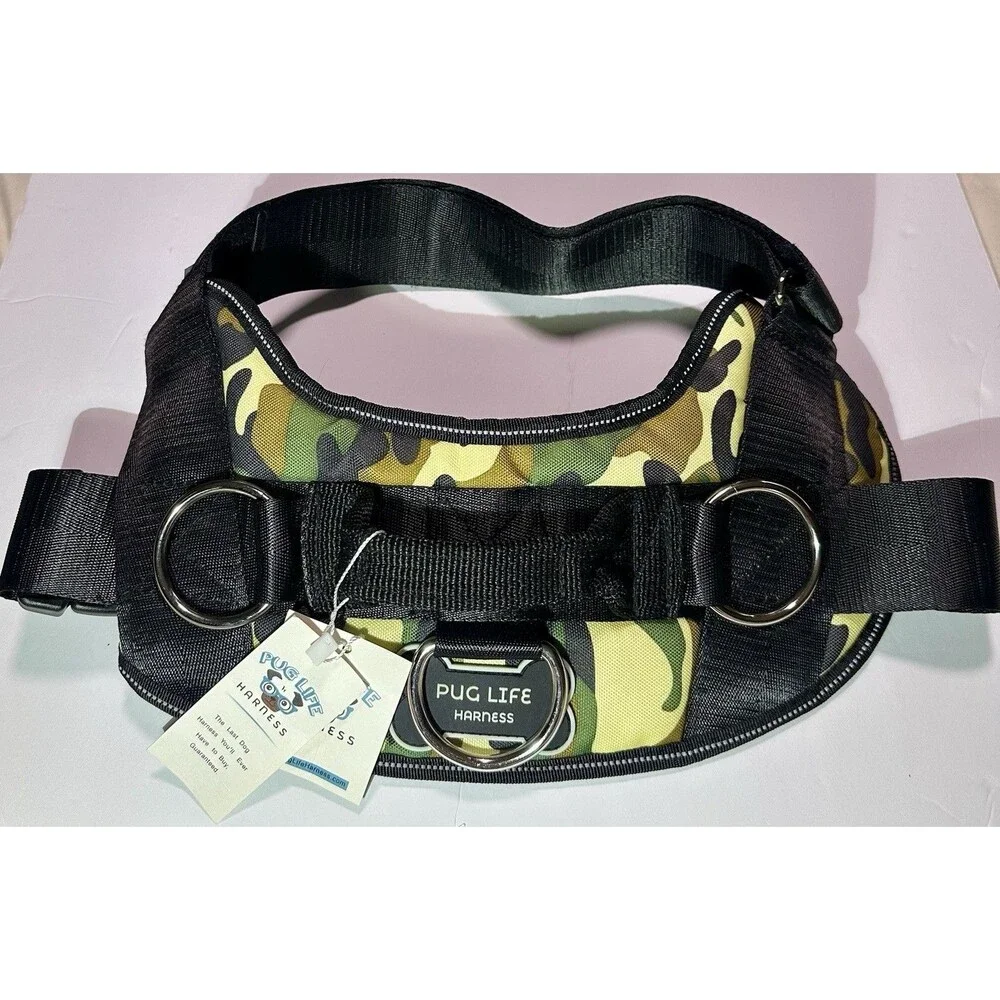 New Pug Life Dog Harness Size XL Camouflage Camo No Pull 3 Point Rings NWT